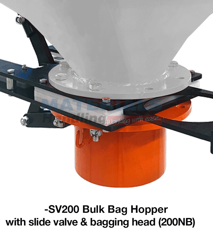 Bulk Bag Hopper with Slide Valve Bagging Head Adaptor 200NB MSFH100 SV200 Bulk Bag Hopper with Slide Valve Bagging Head Adaptor 200NB MSFH100 SV200