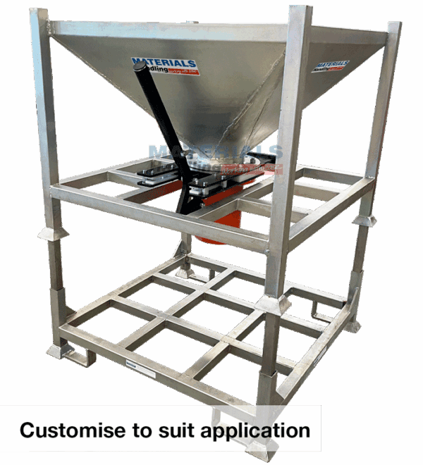 Bulk Bag Hopper with Slide Valve mounted on custom support frame MSFH100 SV200 Bulk Bag Hopper with Slide Valve mounted on custom support frame MSFH100 SV200