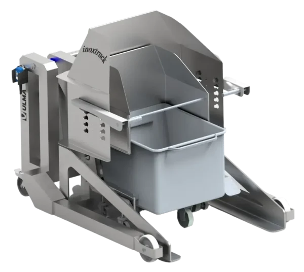 Electric Pallet Bin Tipper Straddle Legs Cleanroom Stainless Steel EBT10S Electric Pallet Bin Tipper Straddle Legs Cleanroom Stainless Steel EBT10S