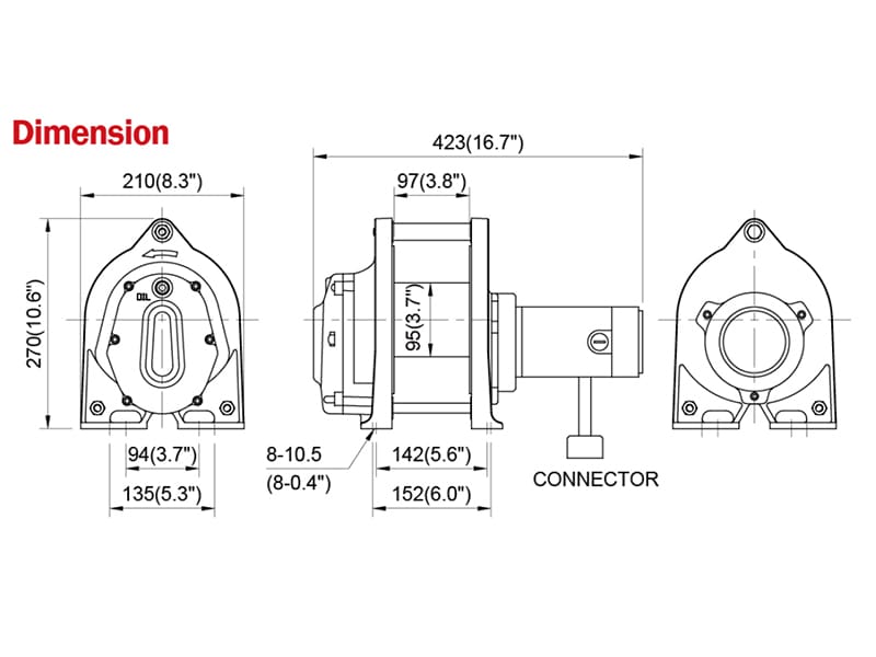 24V DC winch LPDH300 dims 24V DC winch LPDH300 dims