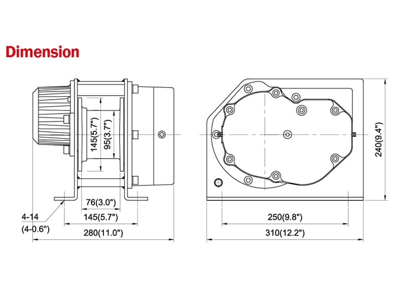 24V DC winch LPDH500 dims 24V DC winch LPDH500 dims