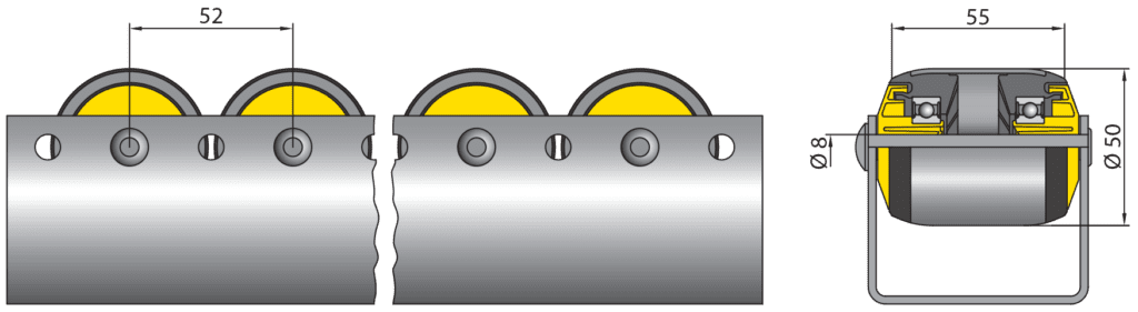 Conveyor Roller Track CBU50 steel roller
