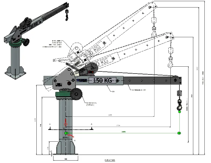 Davit Jib Crane LDS3 Materials Handling Pty Ltd