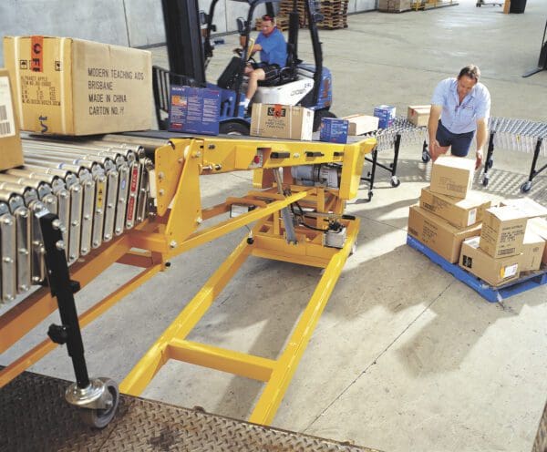 Dockless Loader stacking onto pallets Dockless Loader stacking onto pallets