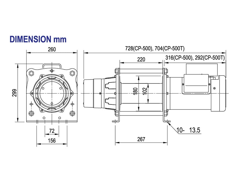 LACW305 Industrial Electric Winches CP500 dimensions LACW305 Industrial Electric Winches CP500 dimensions