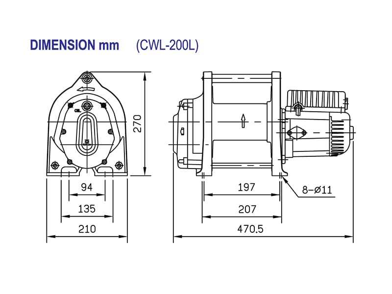 LCWL205 Industrial Electric Winches CWL200L dimensions LCWL205 Industrial Electric Winches CWL200L dimensions