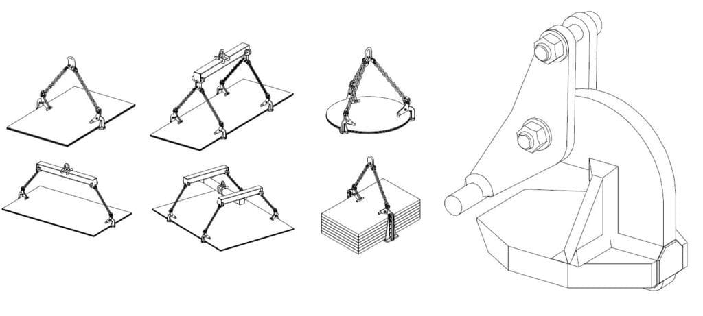 Lifting Clamps Horizontal Plate Clamps with Polyurethane Coating TLH Lifting Clamps Horizontal Plate Clamps with Polyurethane Coating TLH