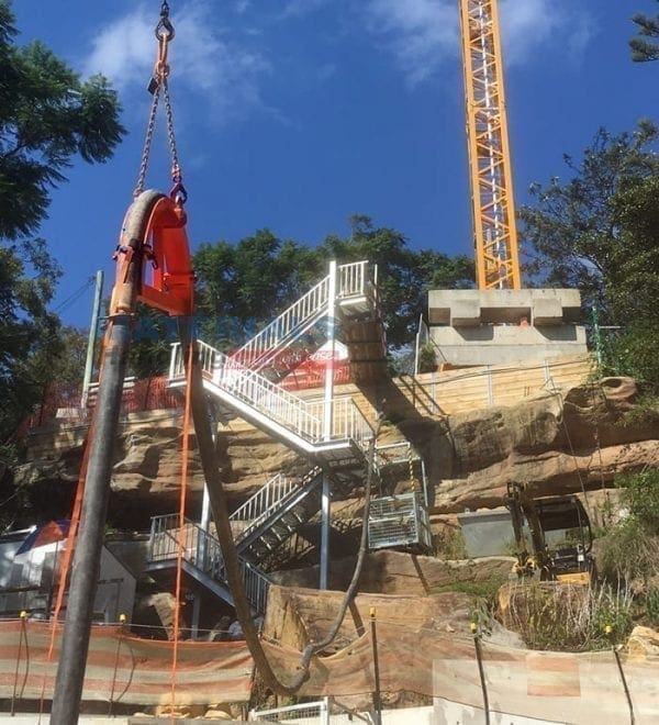MCML50 Concrete Pump Line Hanger in action MCML50 Concrete Pump Line Hanger in action