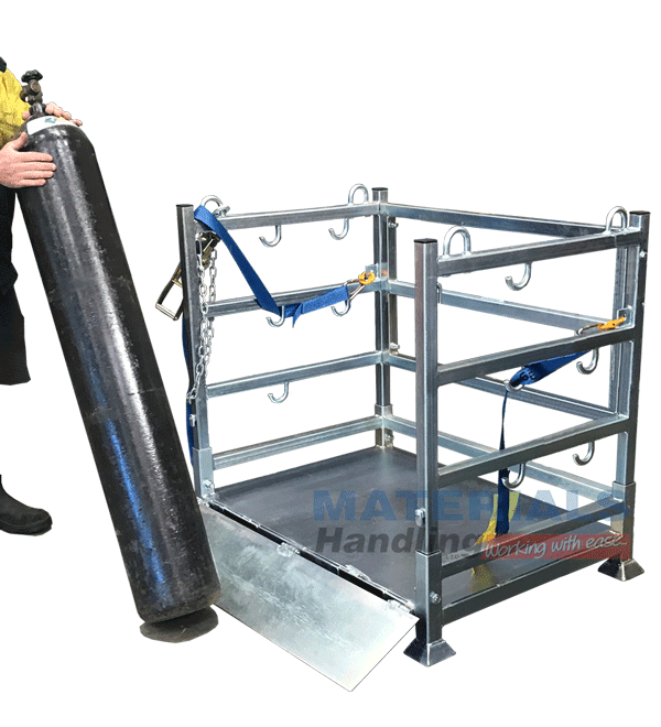MSGC80 Gas Cylinder Stillage Cage being loaded MSGC80 Gas Cylinder Stillage Cage being loaded