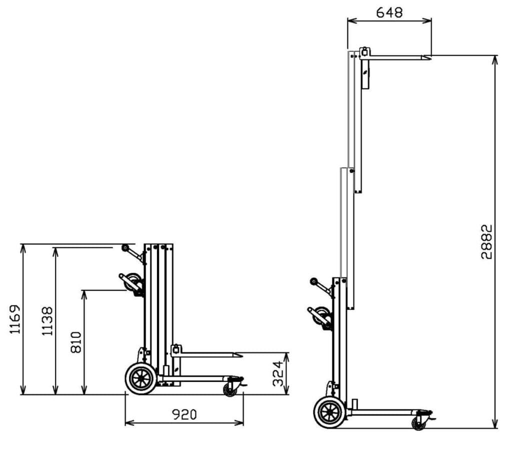 Material Lifters Multipurpose MBD180 dims Material Lifters Multipurpose MBD180 dims