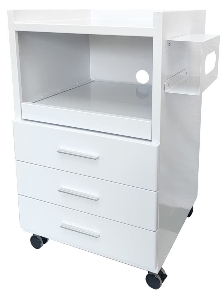 Medical Trolleys Workstation Powdercoated PCSING Podiatry Cabinets Single Drawers Front Angled Medical Trolleys Workstation Powdercoated PCSING Podiatry Cabinets Single Drawers Front Angled