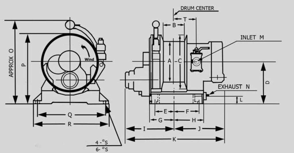 Pneumatic WInches AIR WINCH DIMS Pneumatic WInches AIR WINCH DIMS