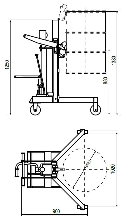 Raptor Mobile Drum Lifter Dims Raptor Mobile Drum Lifter Dims