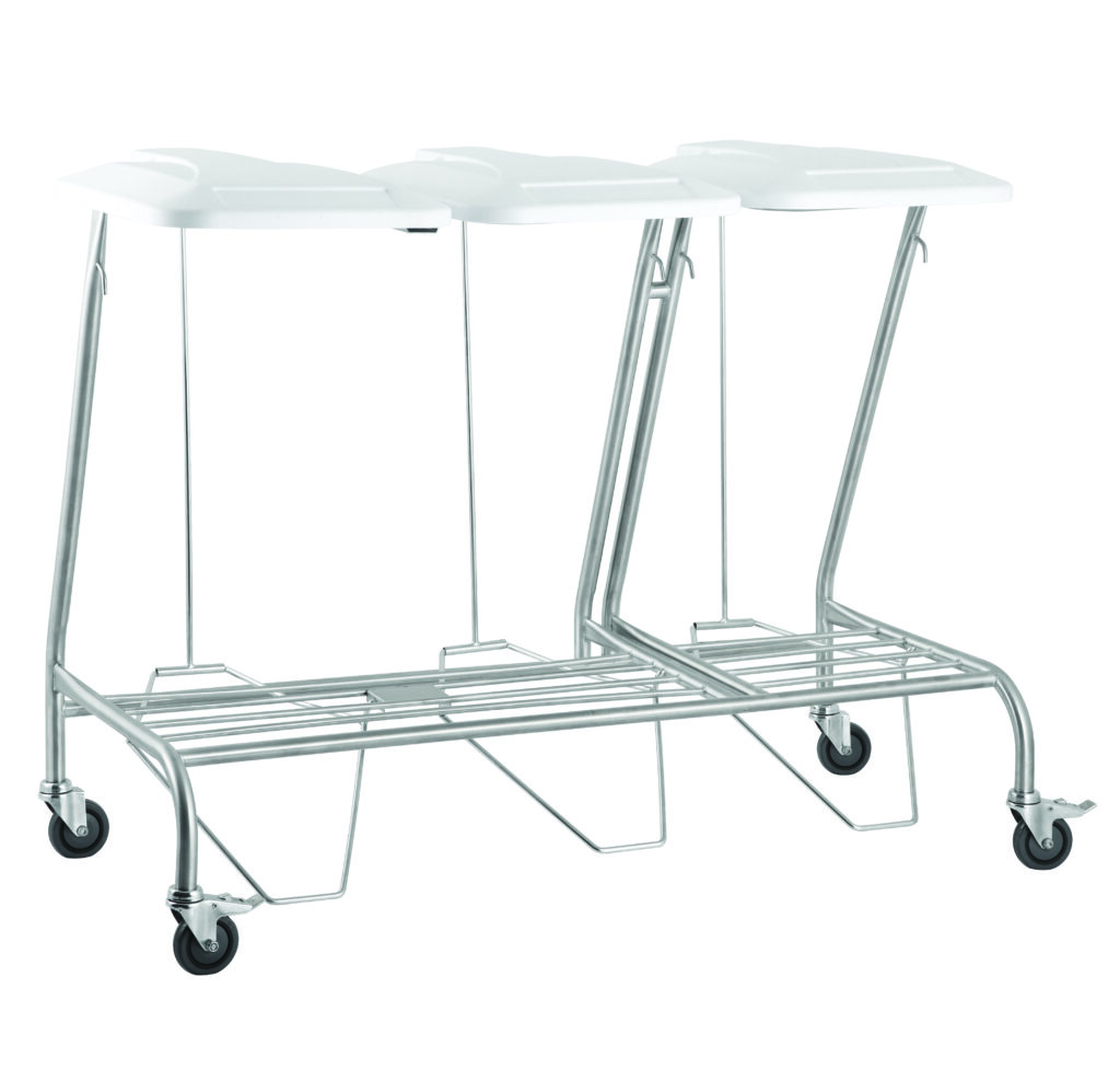 Stainless Steel Trolleys Medical Linen Bag TLTL Linen Skip Triple With Lid Stainless Steel Trolleys Medical Linen Bag TLTL Linen Skip Triple With Lid