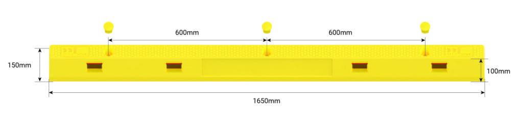 Wheel Stop Plastic LLDPE 1650mm Yellow CWS1650Y Dimensions
